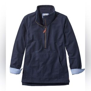 L.L. Bean Women's Navy blue Heritage Chamois half- Zip Pullover flannel shirt